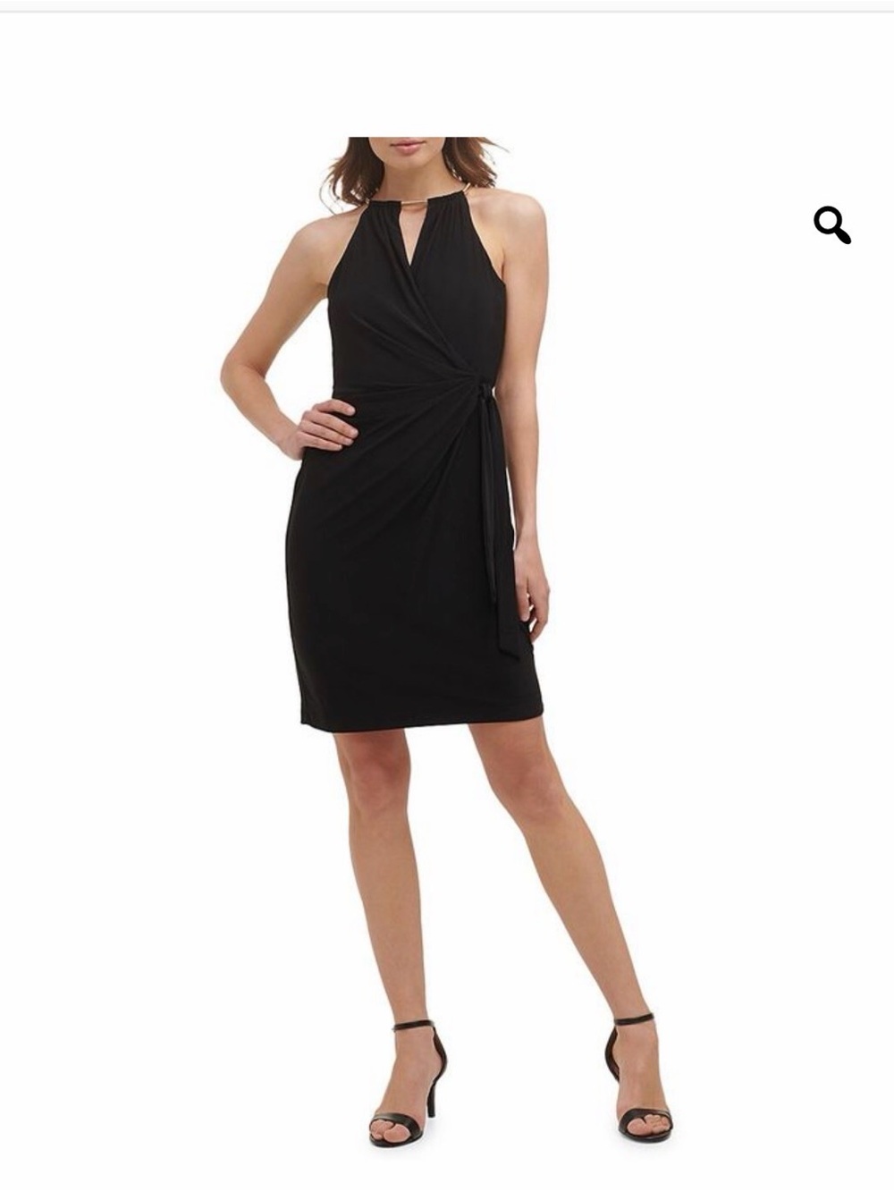 Emma & Michele Black Mini Dress with Side Tie - Picture 4 of 4